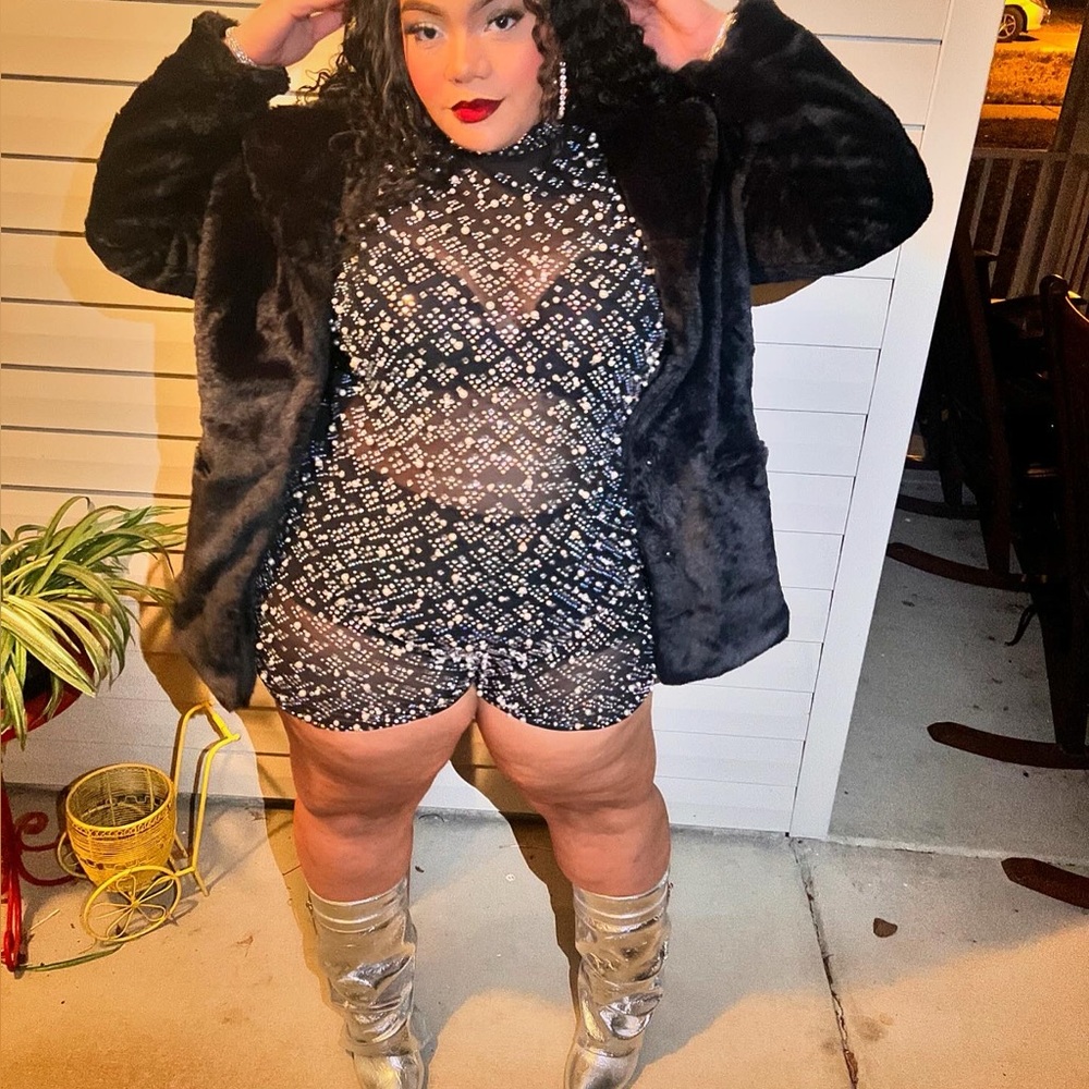 Sexy Black and Silver Romper